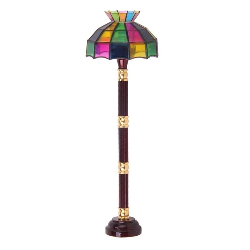 

1/12 Dollhouse Miniature LED LAMP Floor Lamp With Switch Battery Operated Colorful Light