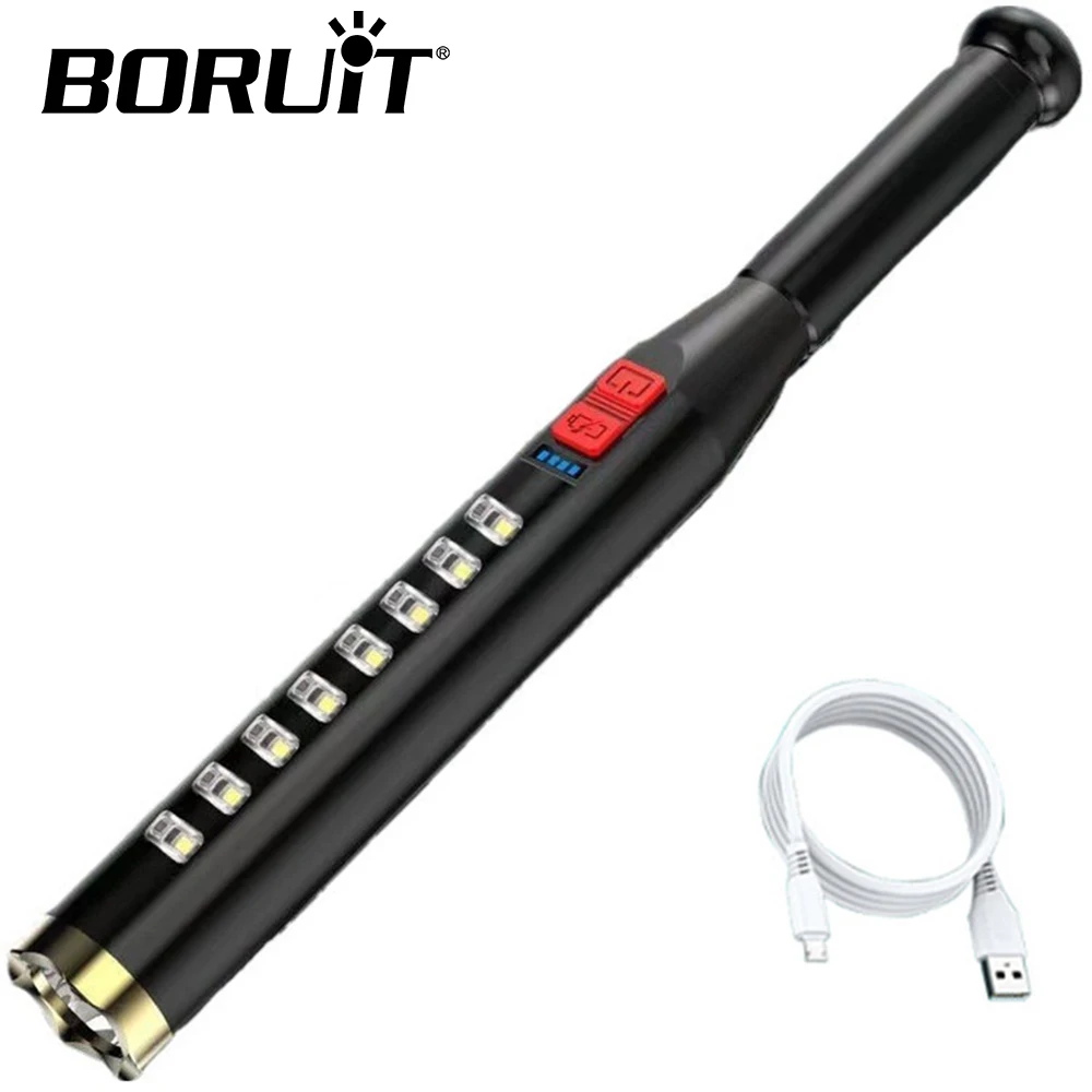 Boruit New Baseball Bat Gold Head Strong Light Defense Flashlight Outdoor Waterproof Flashlight for Emergency Self Defense