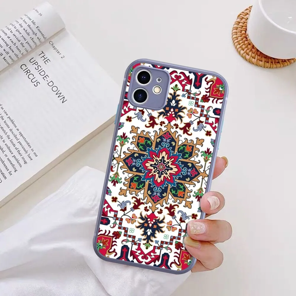 wa dywan kwiatowy wzór etui na telefon do iPhone 14 X XR XS 7 8 Plus 11 12 13 pro MAX mini matowe wstrząsoodporne