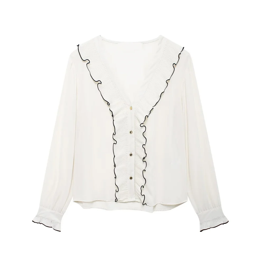 Новинка осени 2024 рубашка RARF с декоративными краями и длинными рукавами V-образным