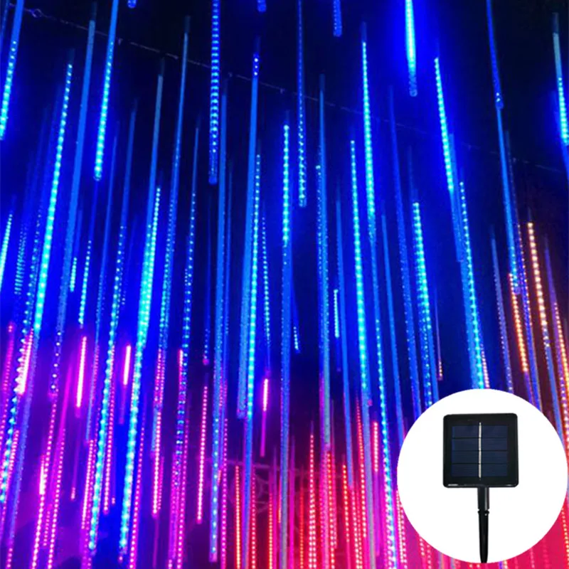 

Solar LED Meteor Shower Curtain Lights Fairy String Lights Outdoor Christmas Tree Decorations for Home Wedding Garden Garland