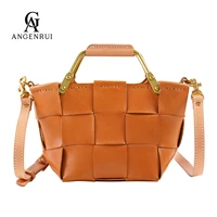 angengrui%e2%80%a2luxury genuine leather handmade womens bag woven basket tote bag fashion messenger bag