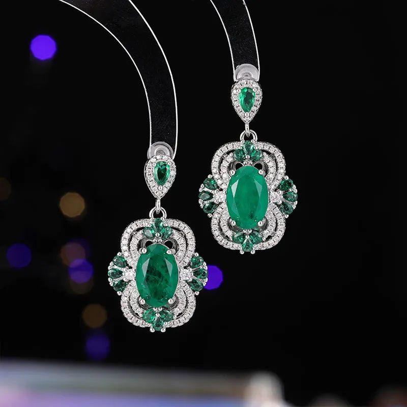 FXLRY легкие роскошные изумрудные циркониевые S925 серебряные иглы элегантные