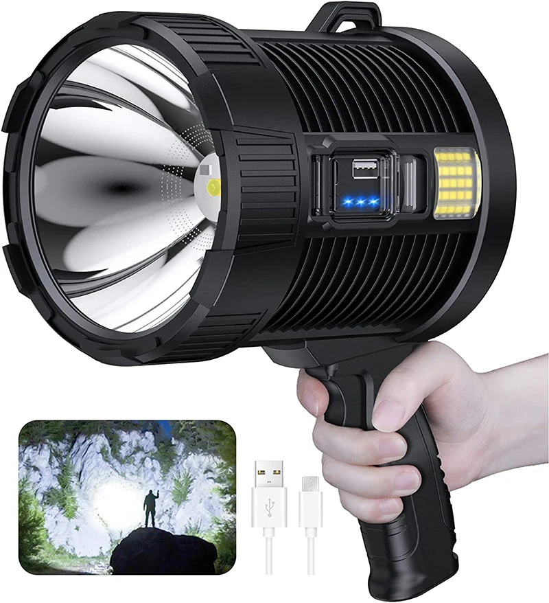 

Super Outdoor Rechargeable With Cob Large Handheld Spot Waterproof Solar Lights Led Bright Spotlight Light Flashlight