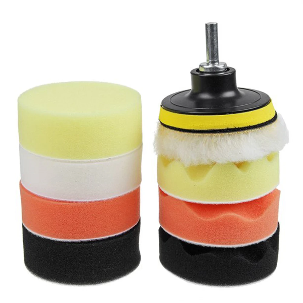 

10pcs/set Removal Exterior Care Washing Cleaning Pad Polishing Sponge Soft Round Car Buffing Wheel Reusable Waxing Tool