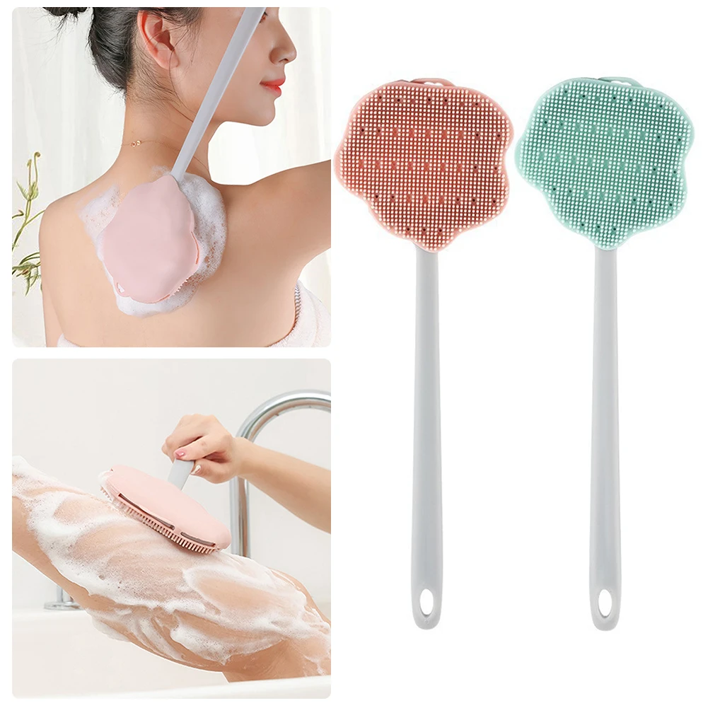 

Exfoliating Body Scrub Body Cleansing Bathroom Silicone Bath Brush Long Handle Body Exfoliating Scrubber Long Handle