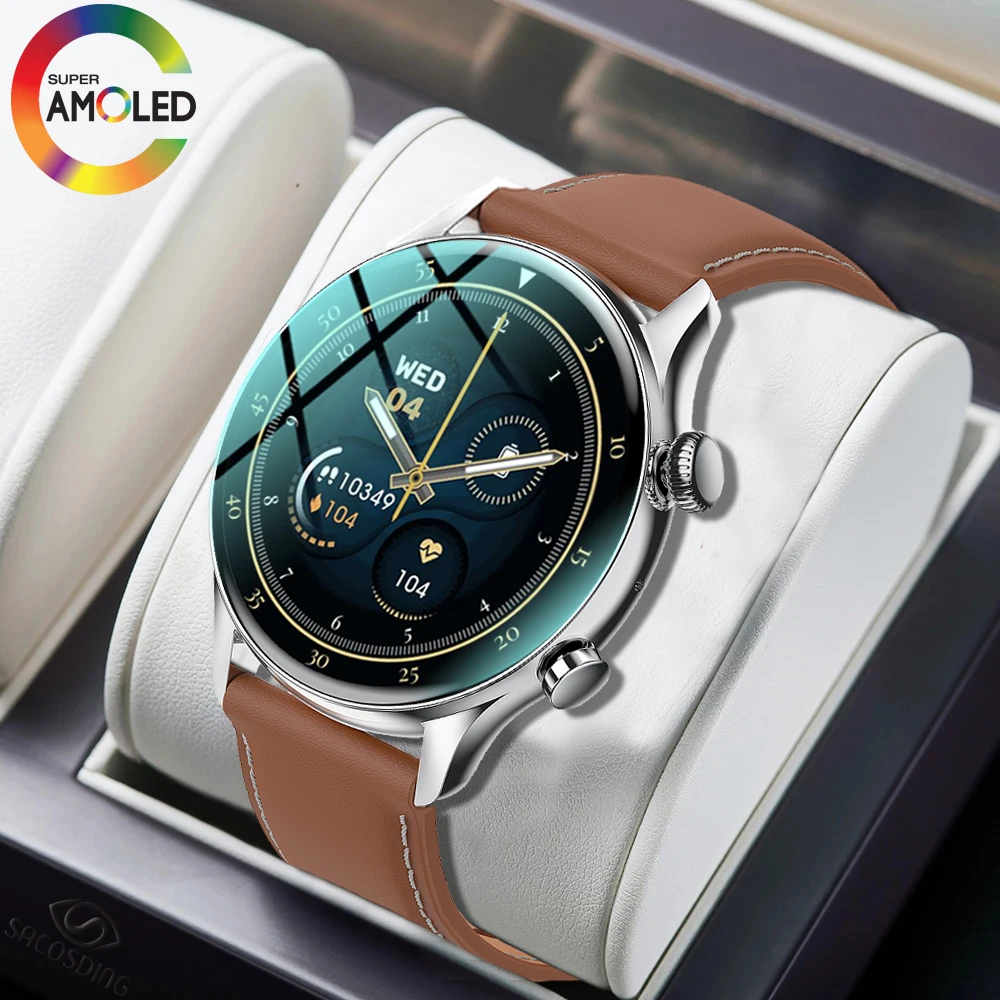 

2022 New NFC Men Smart Watch AMOLED 390*390 HD Screen Always Display IP68 Waterproof Bluetooth Call SmartWatch For Android ios
