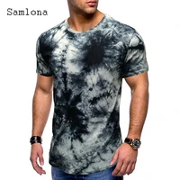 2022 summer new sexy tops casual skinny pullovers men fashion tie dry shirt clothing short sleeve o neck t shirt male streetwear