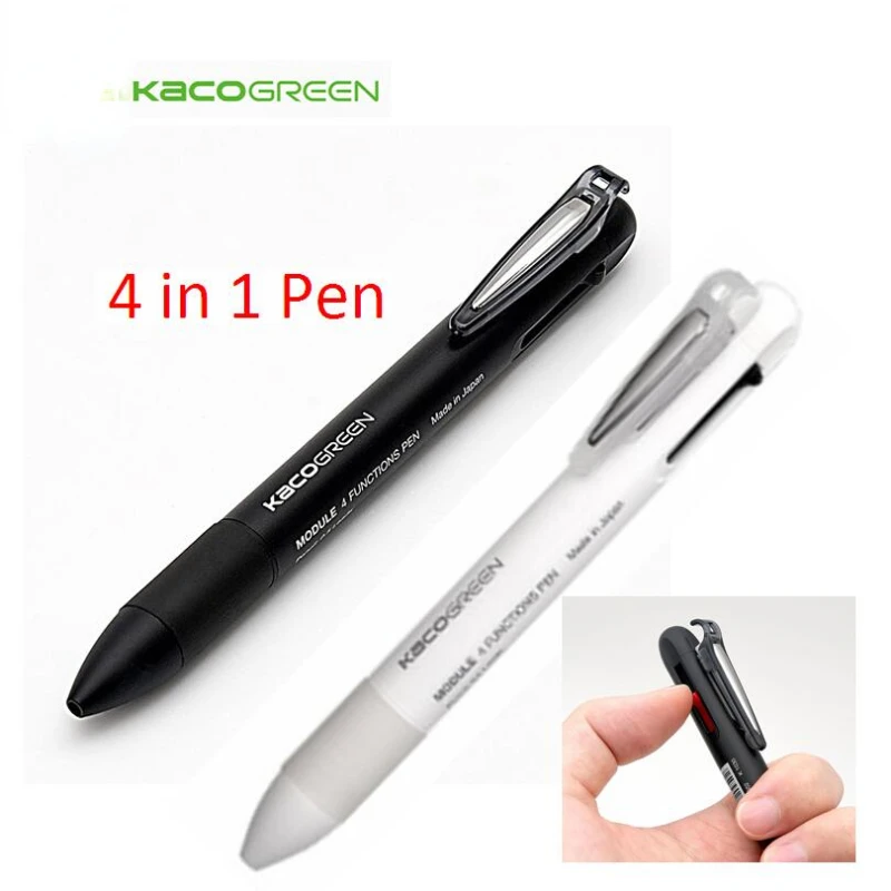 

KACO 4 In 1 Multifunction Pens 0.5mm Black Blue Red Refill Gel Pen Mechanical Pencil Japanese ink Office School