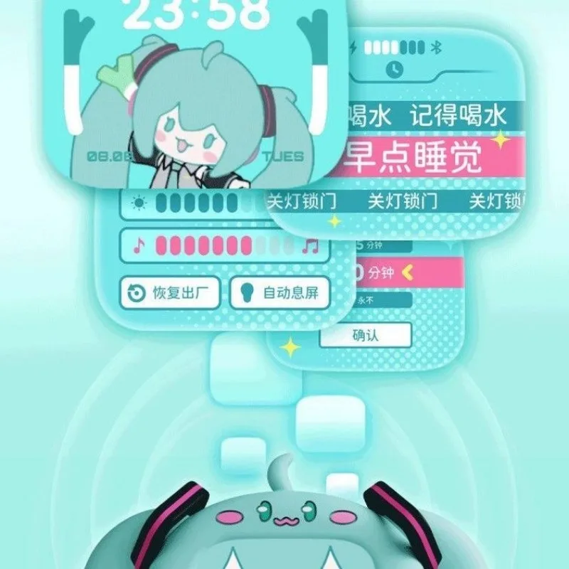 Kawaii Hatsune Miku мультяшные беспроводные Bluetooth-наушники с небольшим сенсорным экраном, мягкий чехол в комплекте, супер милые аксессуары, милый подарок (art.: 3920d3d5efcf2) - 3920d3d5efcf2