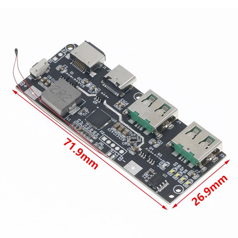 Внешний аккумулятор QC4.0 QC3.0 светодиодный с двумя USB-портами 5 В 22 А 18650 Вт Micro/Type-C USB