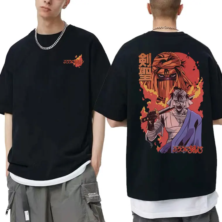 

Japanese Anime Rurouni Kenshin Himura Kenshin T-shirt Shishio Makoto Tshirt Men Manga 90s Vintage Graphic Oversized Short Sleeve