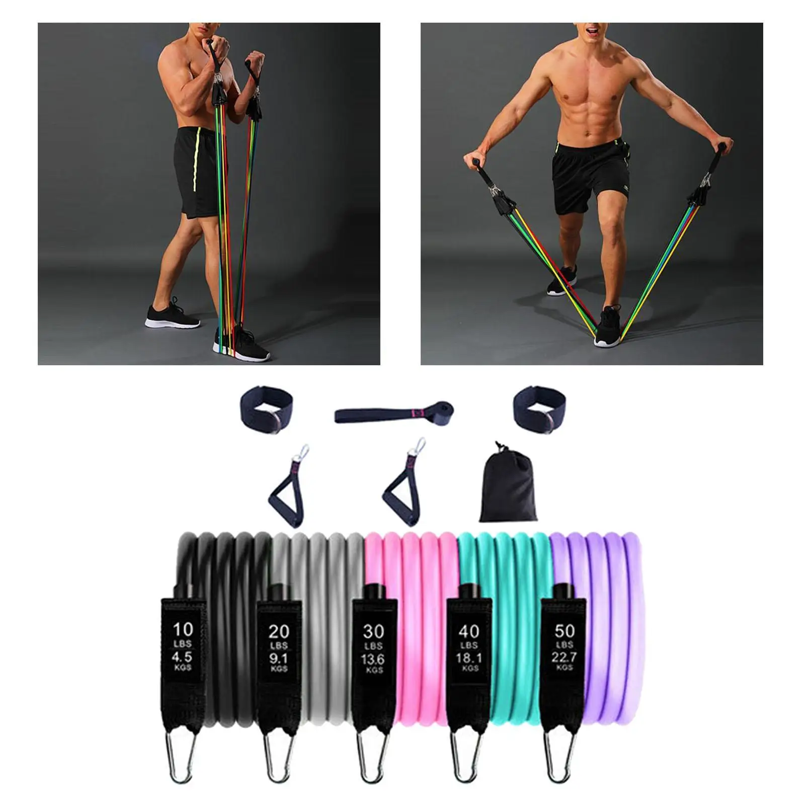 

Resistance Band Set Pilates Exercise Strength Tubes Workout Bands Men Women