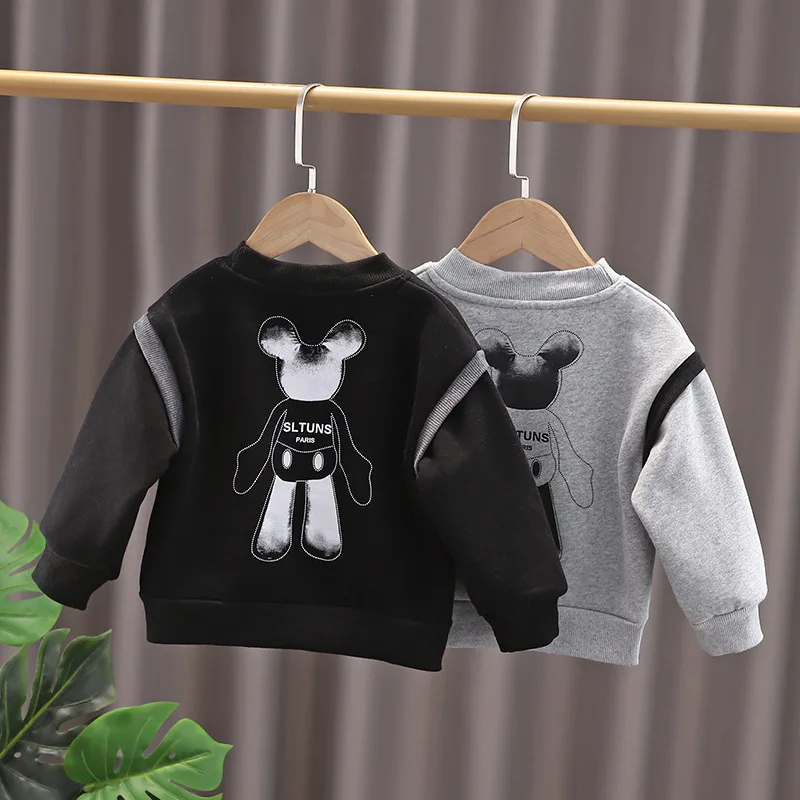 

Casual Sports Top Boys Girls Children's Loose Cotton Fashion Simple T-shirt O-Neck Pullover Cute Slim New Cartoon Bear Print