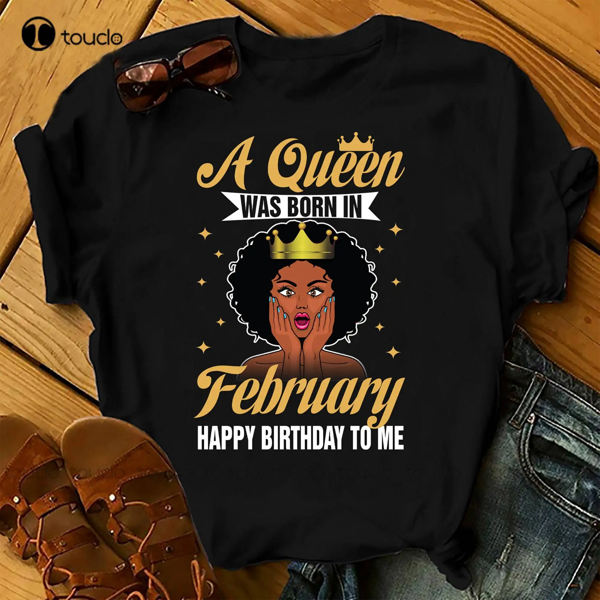 

A Queen Was Born In February Shirts Women Birthday T Shirts Summer Tops Beach T Shirts Funny Shirts Xs-5Xl Breathable Cotton New