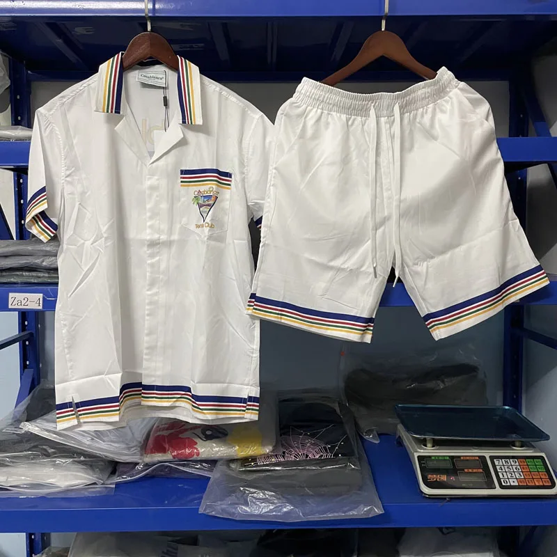 

Oversized Casablanca White Shirts Men Women Casual Shorts Short Sleeve Hawaiian Shirts Suits