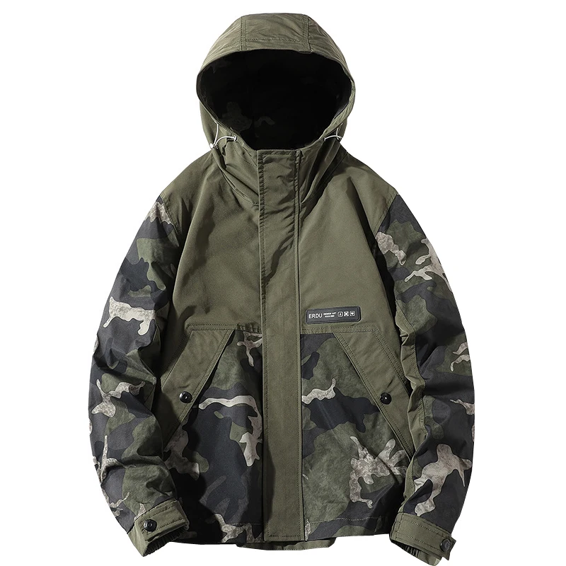

Men Bomber Jacket 100% Cotton Chaqueta 2022 Hooded Camouflage Casual Windbreaker Steetwear Outwear