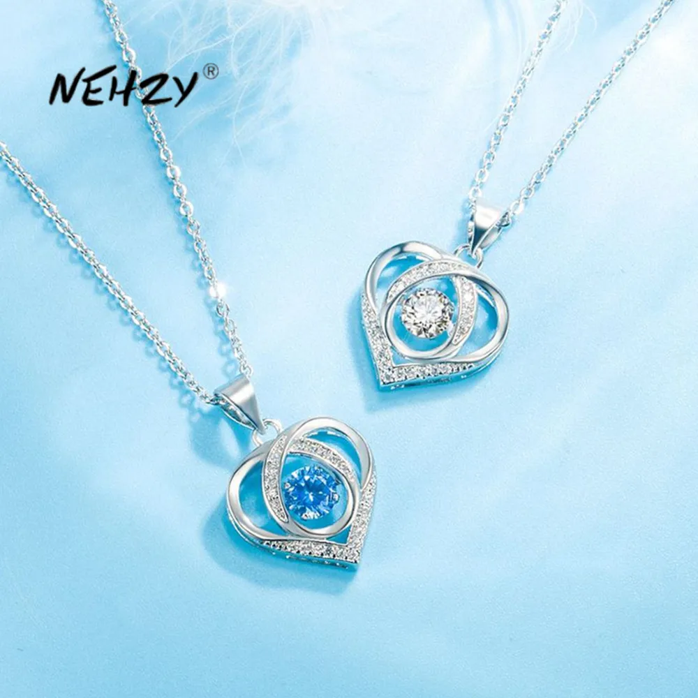 

NEHZY Silver plating New Women's Fashion Jewelry High Quality Crystal Zircon Simple Heart Pendant Necklace Length 45CM