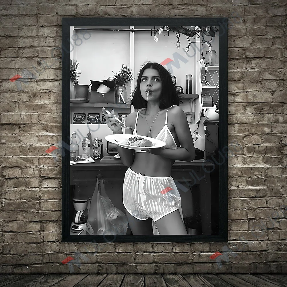 Черно-белый винтажный художественный постер с изображением еды макаронных