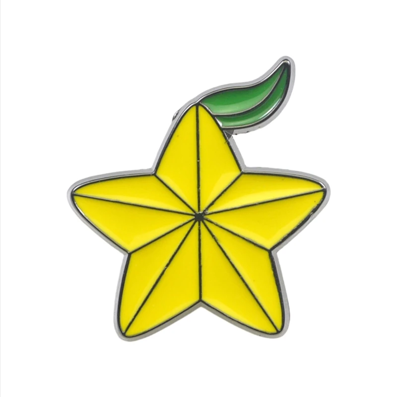 

Carambola Fruit Brooch Fashion for Creative Metal Dripping Oil Corsage Hard Enamel Pin Badge High-end Clothing Accessori 264E