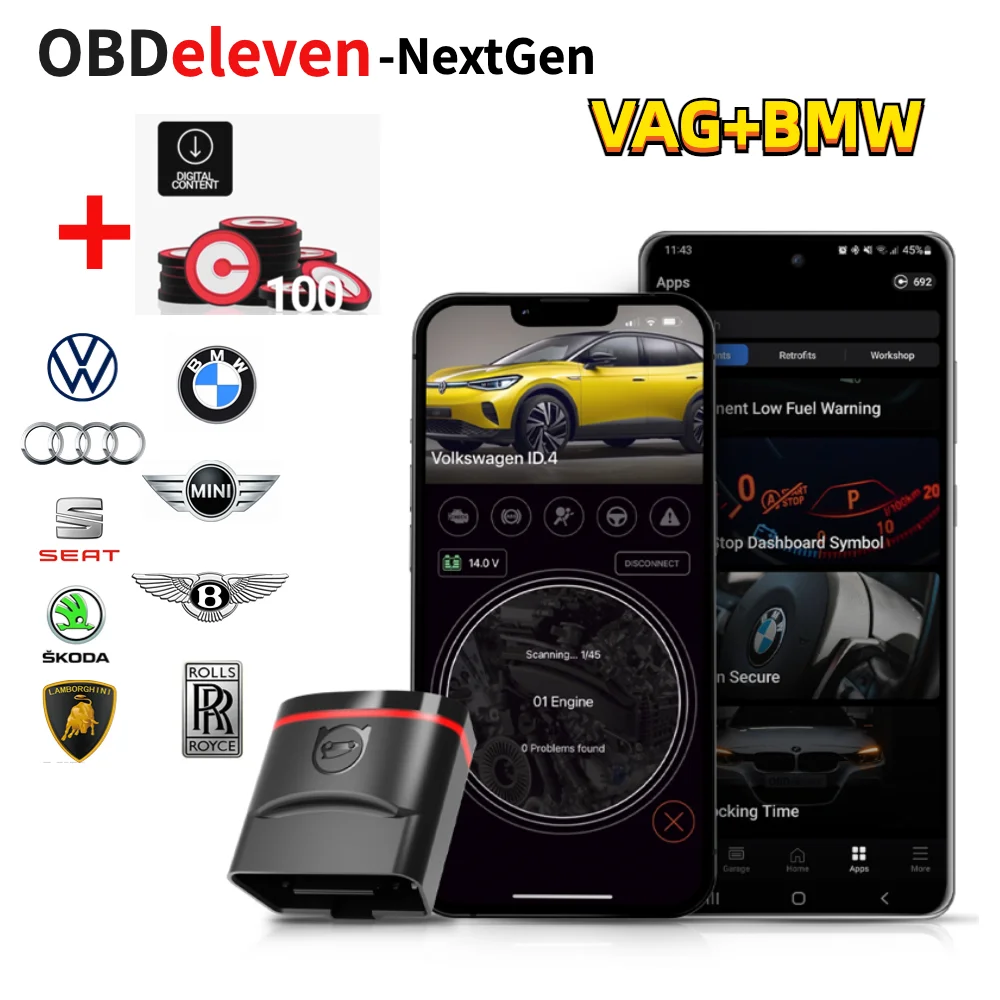 

Инструмент Диагностический Nextgen VAG OBDeleven RPO Ultimate OBD2 для IOS/Android для BMW VW Polo Golf Volkswagen/Audi A3 A4 /Seat/Skoda