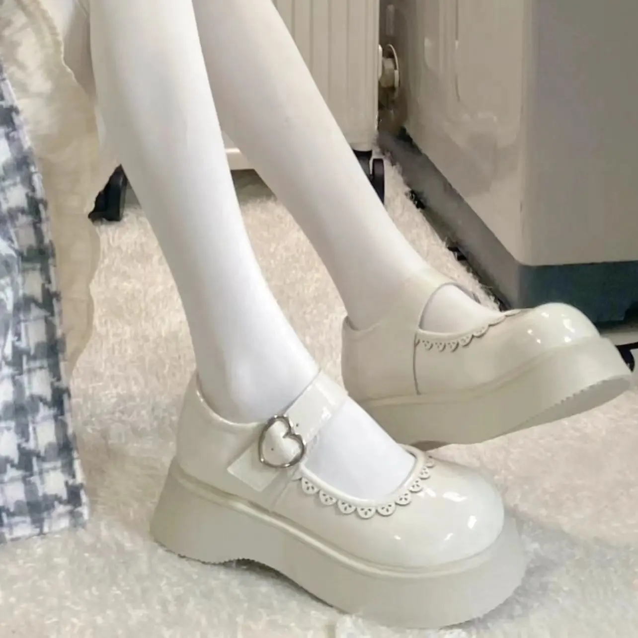 New Lolita Shoes 2022 Platform Shoes White Black Mary Jane Shoes High Heel Women JK Uniform Leather Shoes college girls Shoes