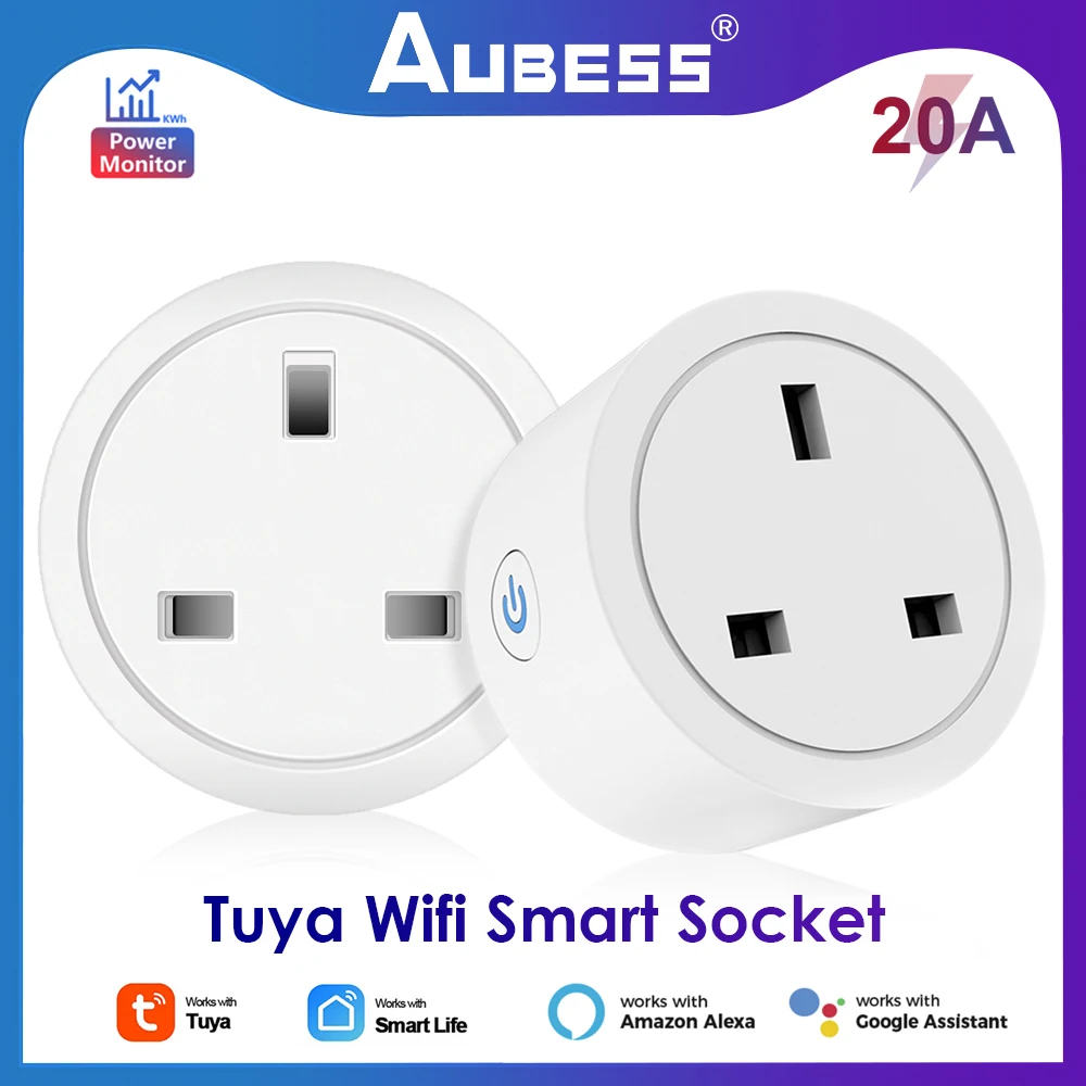 

Tuya WiFi Smart Plug 16/20A UK Plug With Power Monitor Voice Control Timing Smart Life APP Works With Alexa Google Assistant