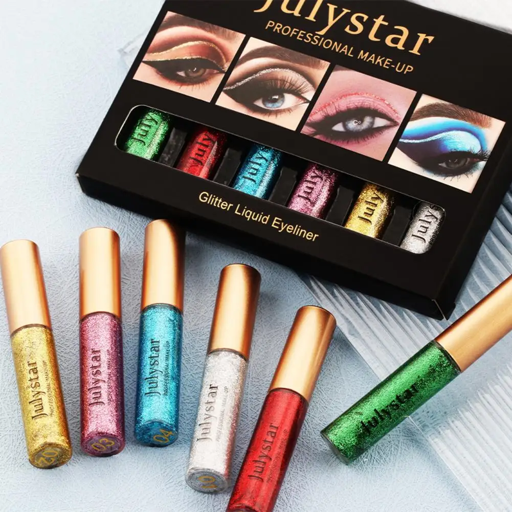 

Жидкая подводка для глаз, 6 шт./компл., безопасная многоцветная подводка для глаз, набор принадлежностей, водостойкий инструмент для макияжа ...