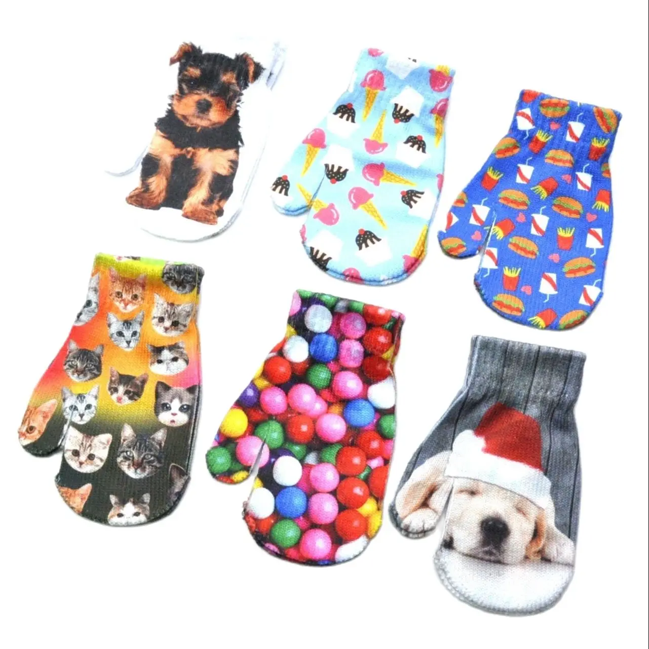 

Kids Warm Gloves Cute Animal Cartoon Dog 3d Digital Painting Knitted Glove for Child Kindergarten Winter Wrapped Fingers Mitten