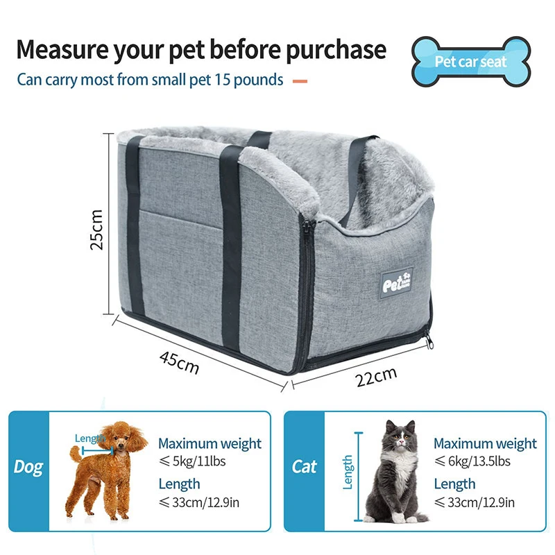Portable Car Safety Pet Seat For Small Dogs Cats Travel Central Control Cat Dog Bed Transport Dog Carrier Protector Dog Bags images - 6