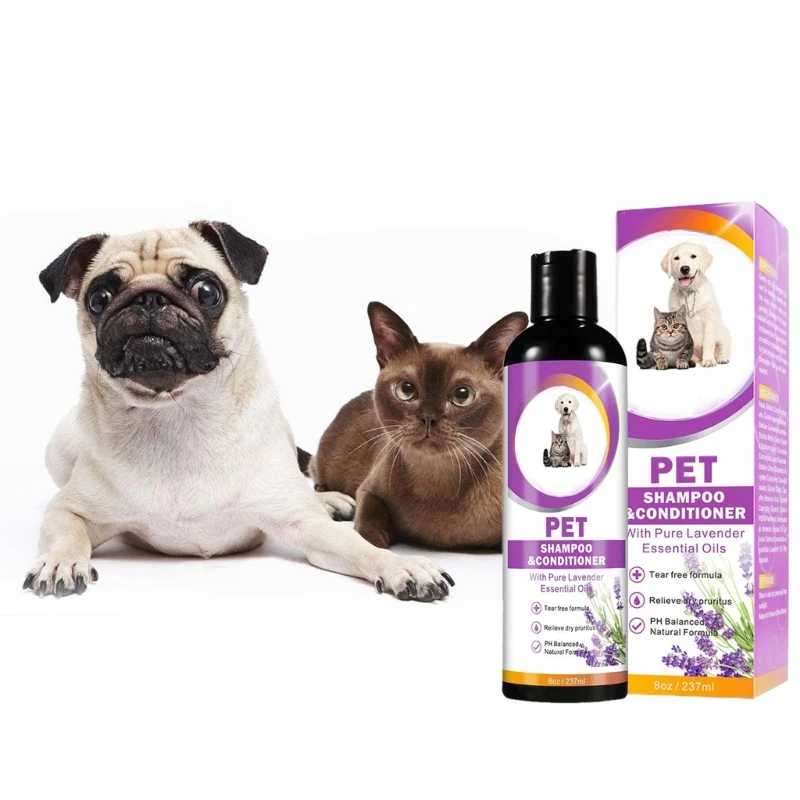 8oz Dogs Shampoo Conditioner for Pet Cats DanderAllergy Remover Reducing Fleas Gentle Moisturizing Shampoo for Dry Skin