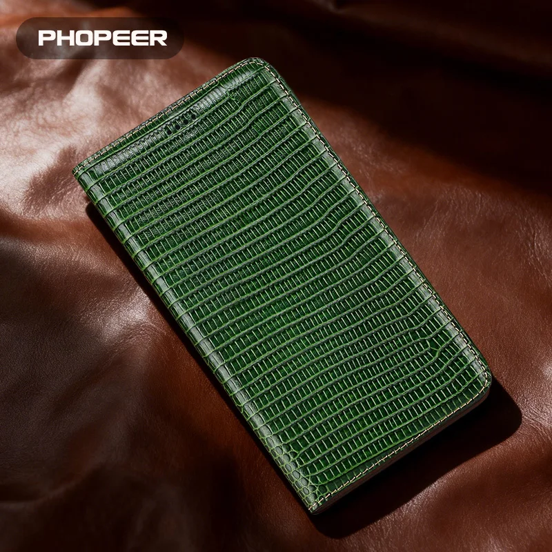 Фото Чехол для телефона из натуральной кожи для Huawei Pura 80, Pura 70, P60, P50, P40, P30, P20, P10, P9 Pro, Plus, Ultra, Art, Lite, Classic с узором под кожу ящерицы №4