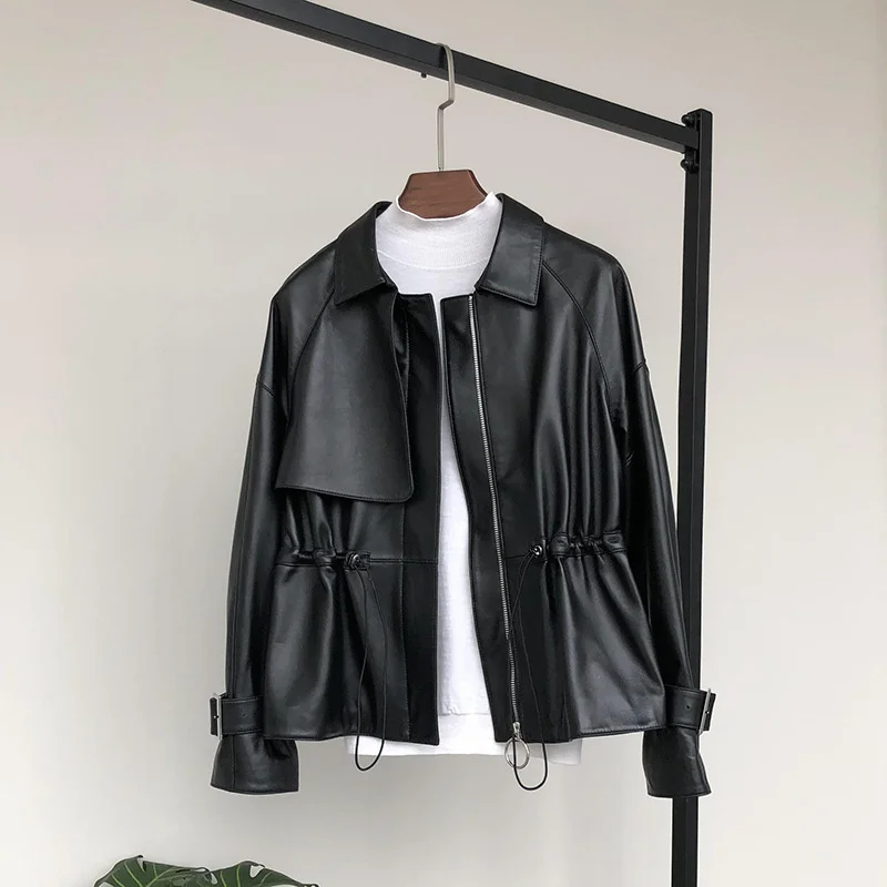 Women Real Leather Jacket Clothing Fashion Motorcycle Leather Coat Women Vintage Korean Short Jacket Sobretudo Feminino FCY1921