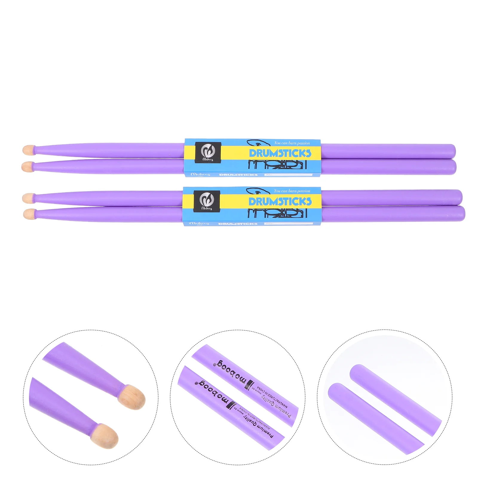 

2 Pairs Drum Sticks Kids Maple Fittings Hickory Drumsticks Set Percussion Instruments Adults Drummer