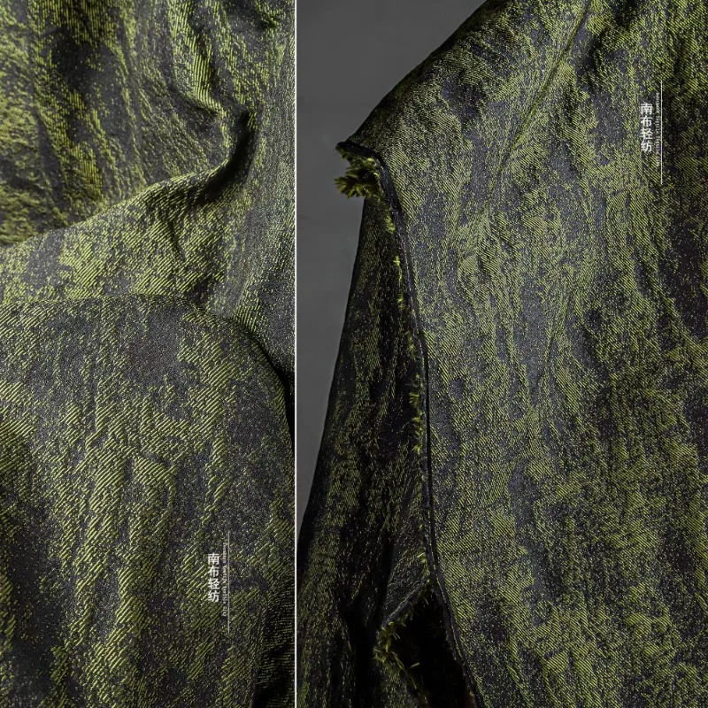 Зеленая позолоченная черная хлопковая льняная жаккардовая ткань креативная