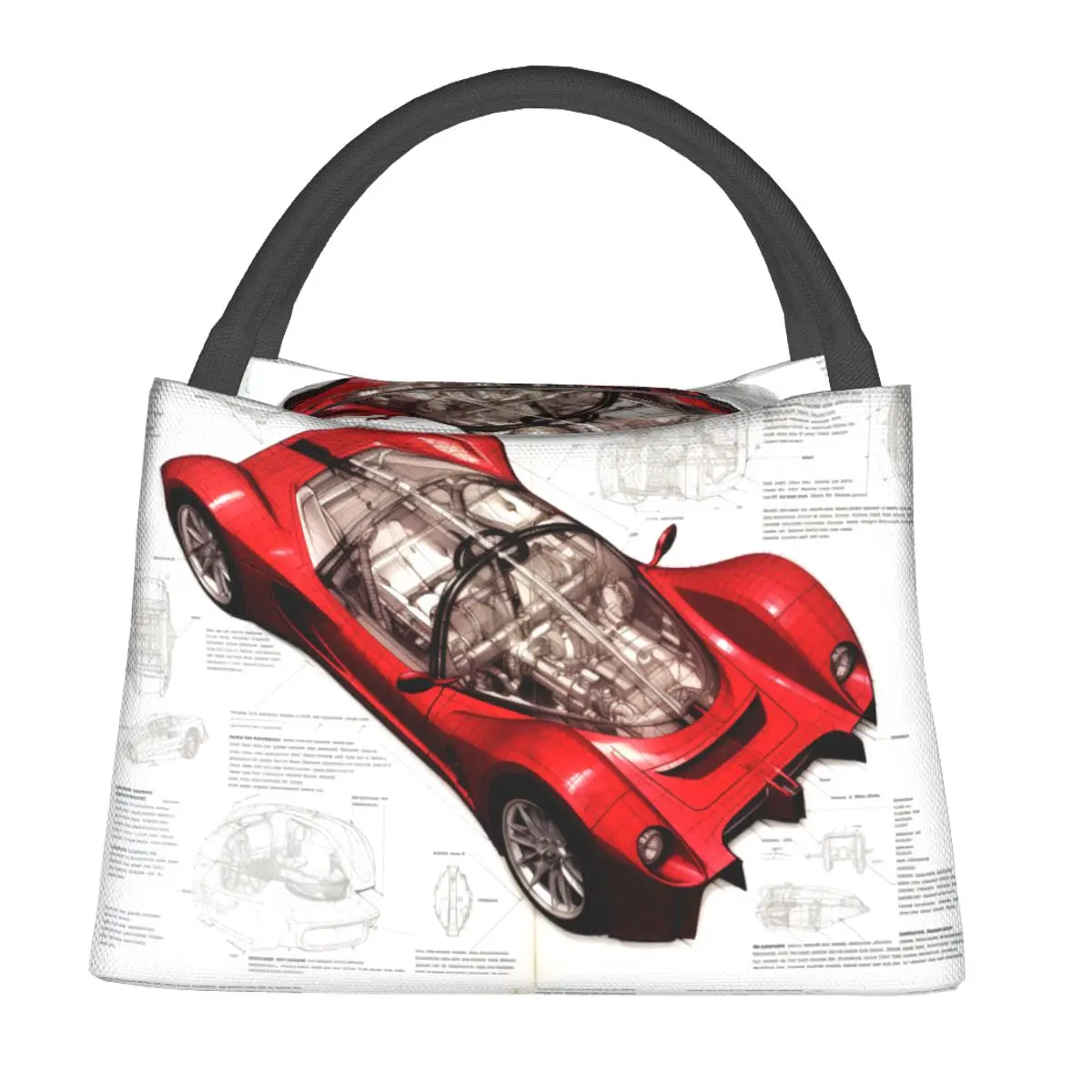 

Passionate Sports Car Lunch Bag For Women Sketch Style Drawings Graphic Lunch Box Funny Picnic Cooler Bag Thermal Lunch Bags