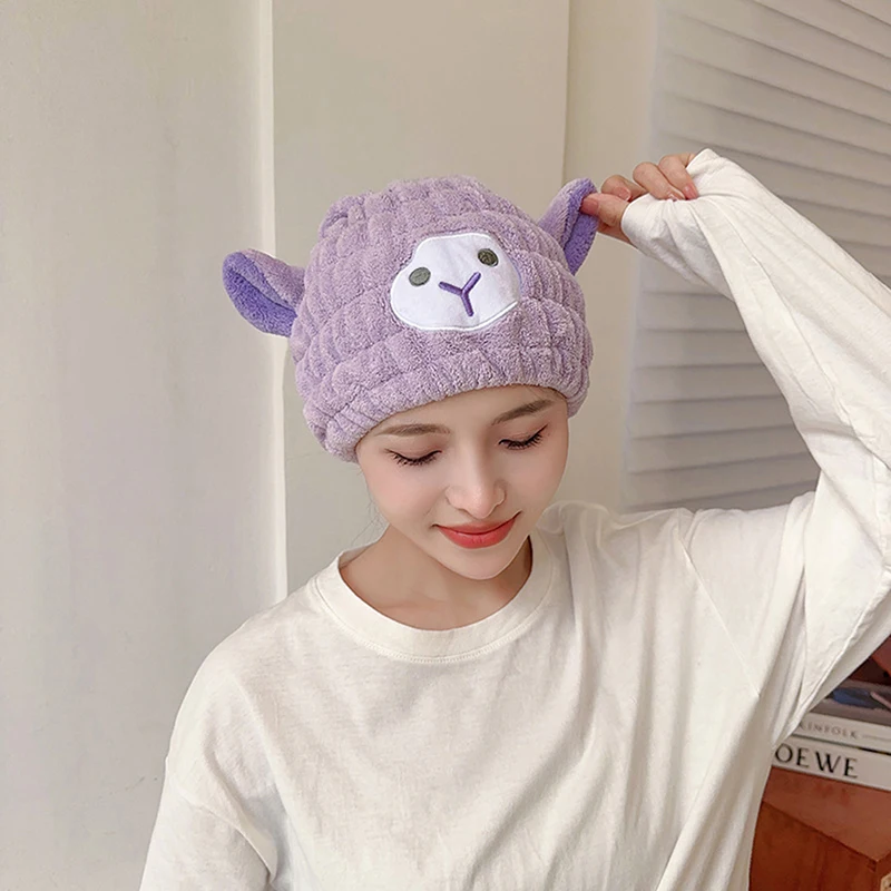 

1 шт., мультяшная Милая шапочка для душа, тюрбан из микрофибры для волос, полотенце, шапочка для ванны и душа