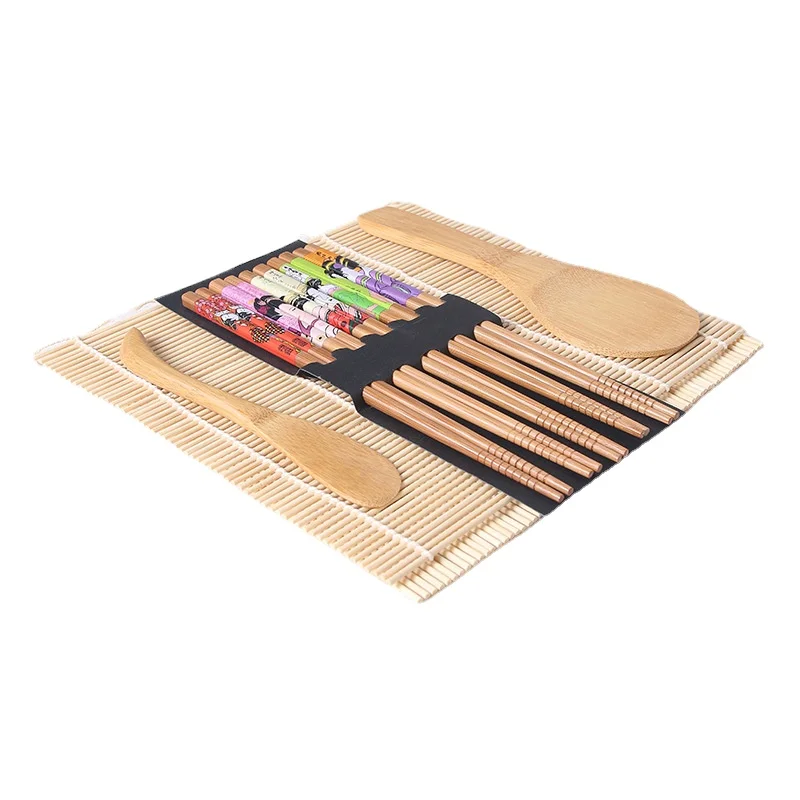 

4PCS Sushi Maker Set Bamboo Rolling DIY Tools Ladle Wooden Shovel Bamboo Chopsticks Bamboo Curtain Kitchen Accessories