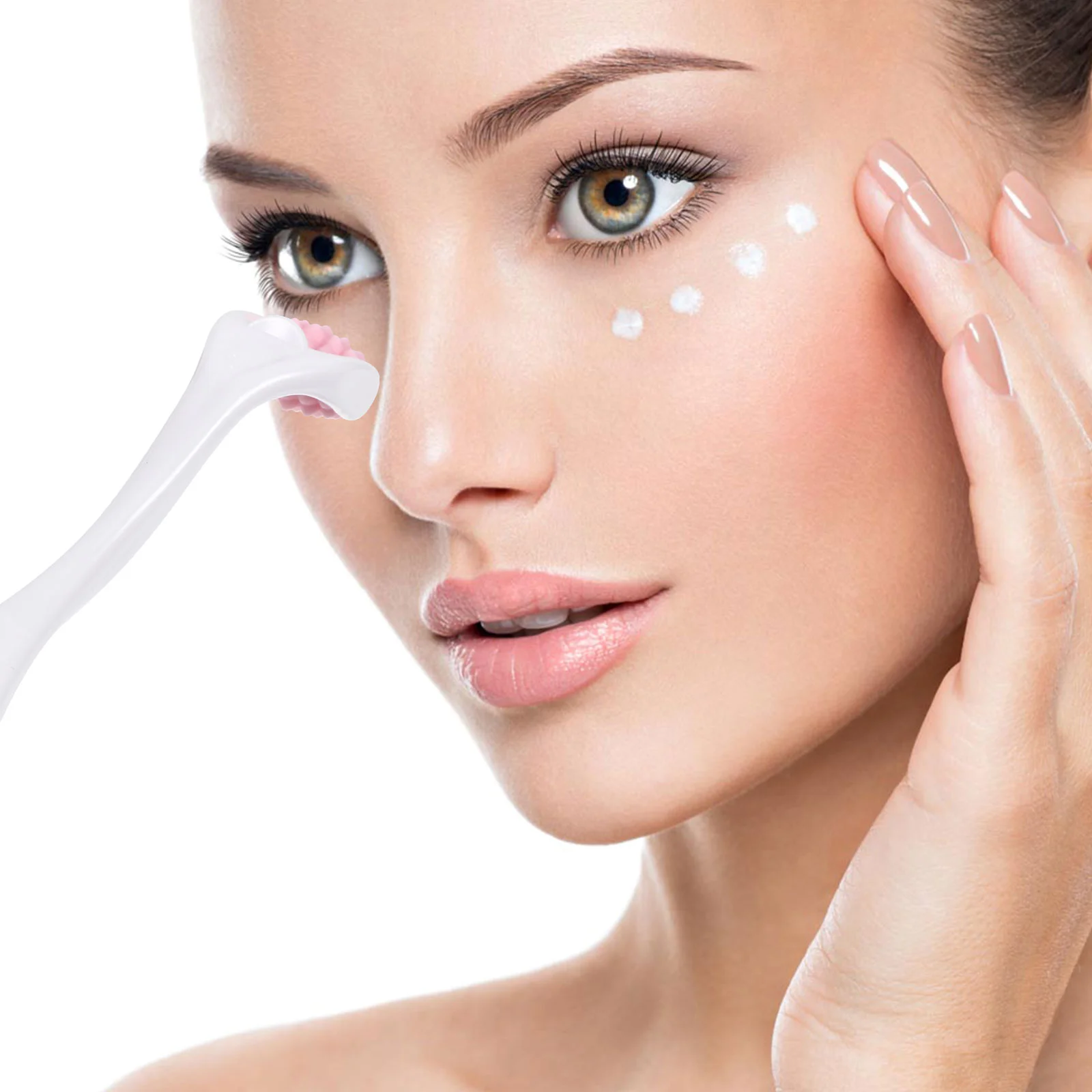 2 шт. ролик для лица силиконовый крем глаз массажная палочка мини-красота (розовый