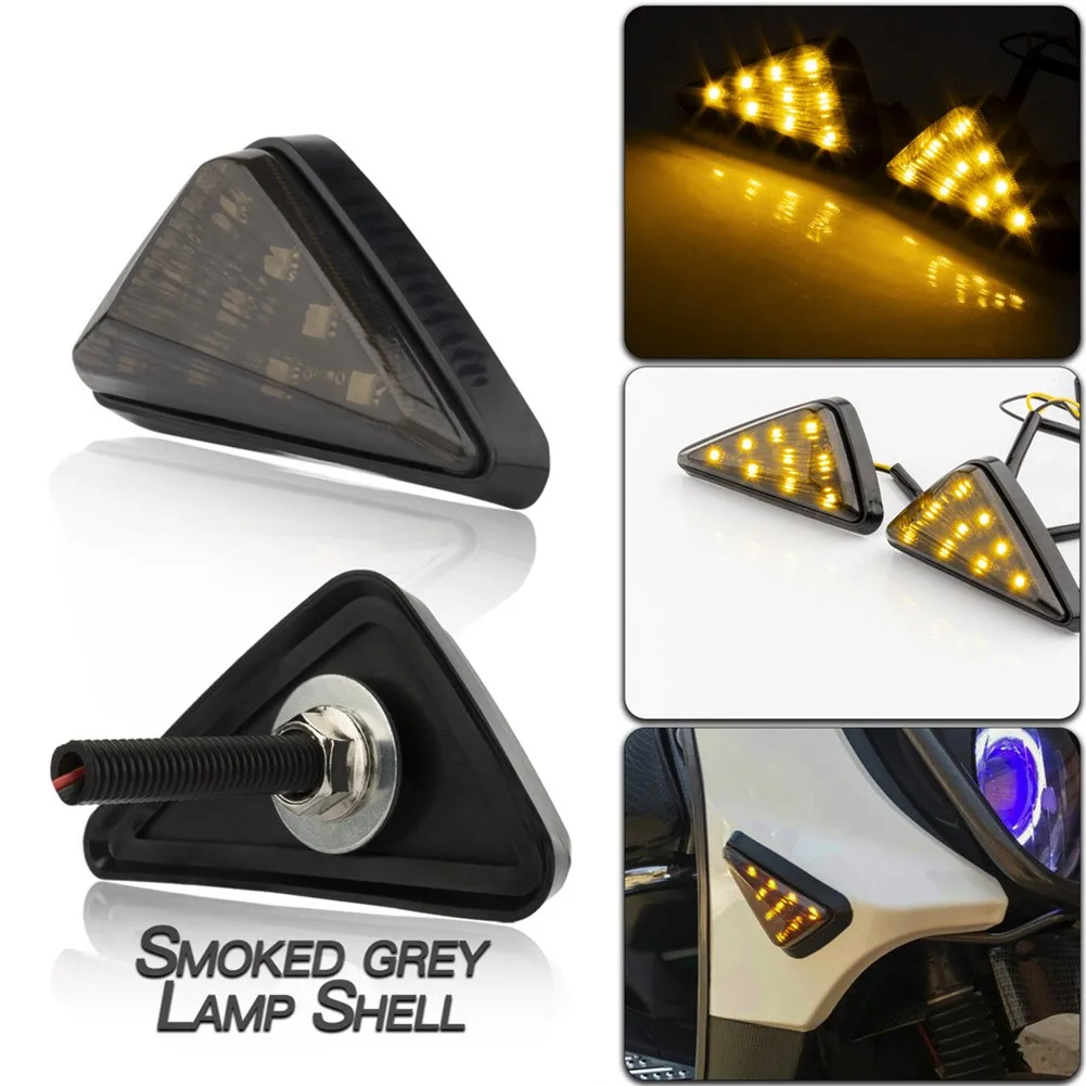 

1 Pair Universal Amber Motorcycle LED Turn Signal Lights Triangular Embedded 12V Motorcycle Lights Accessories