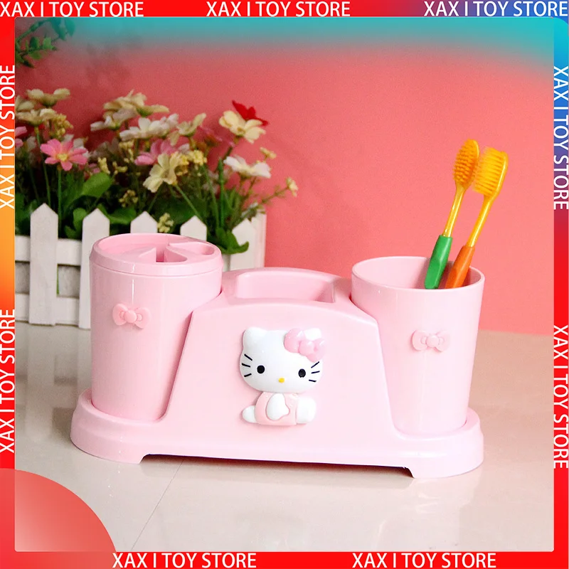 

Новинка Hello Kitty Sanrio кавайная креативная зубная паста полочки для зубной щетки чашка для чистки туалета Набор чашек для чистки пар коробка для хранения