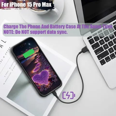 Чехол-зарядное устройство для iPhone 15 Pro Max Power Case Портативная крышка для зарядки Power Bank Аккумулятор 6000 мАч аккумулятор externe
