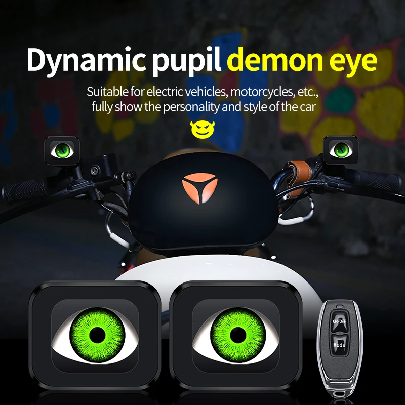 Фото Динамический декор EyesMotorcycles Devil Eyes 3D линзы для 12-36 В автомобильного пульта дистанционного управления Demon Eye красные комплекты для модернизации фар №1