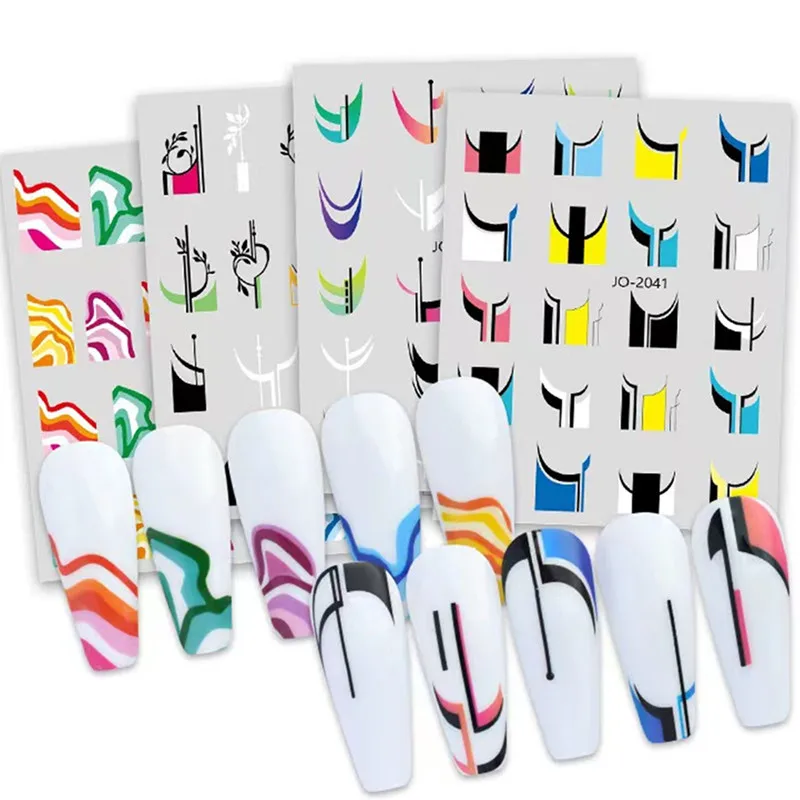 

Наклейка для дизайна ногтей с французскими изогнутыми линиями, 3D наклейка на заднюю панель, слайдер, декоративный инструмент «сделай сам», ...