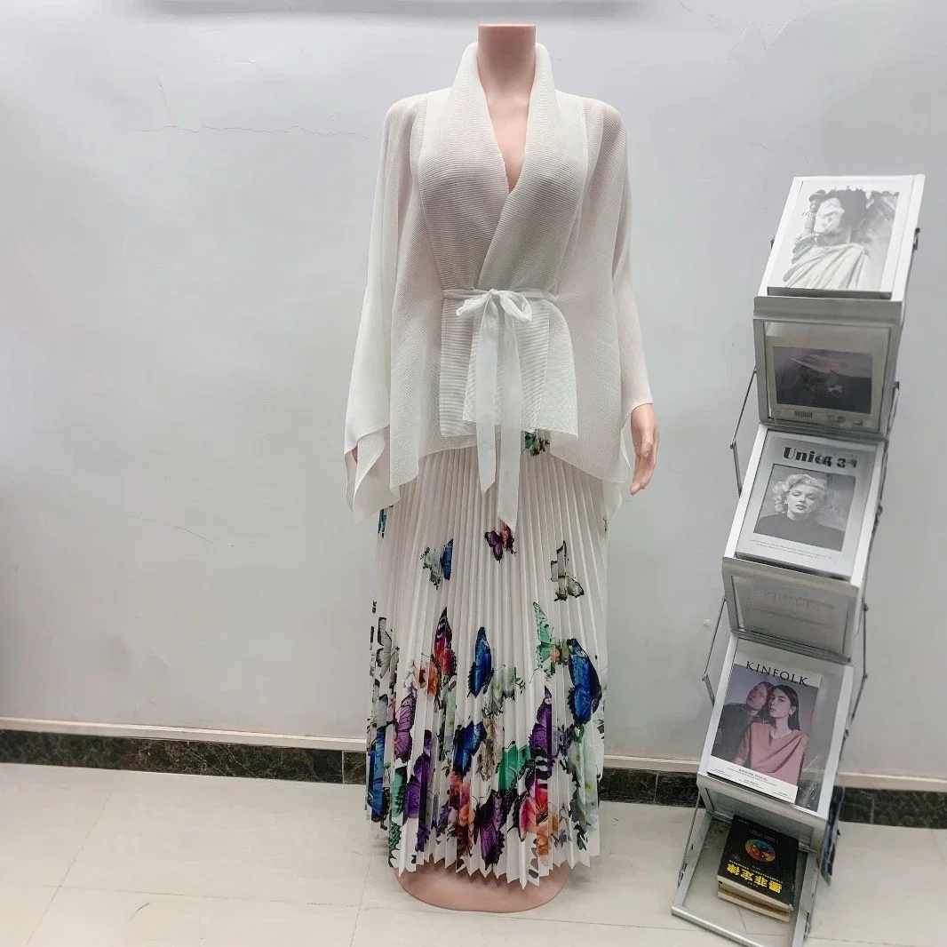 YUDX Miyake плиссированный комплект из 2 предметов 2024 новый топ на шнуровке с высокой