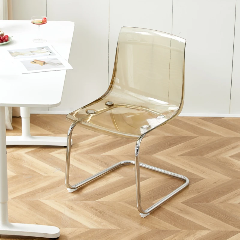 

Modern Designer Nordic Dining Chairs Accent Balcony Vanity Metal Banquet Dining Chairs Acrylic Transparent Sillas Furniture DQ