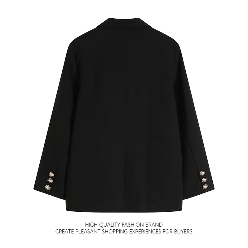 Женский костюм с эмблемой в стиле колледжа черная куртка на пуговицах весну и