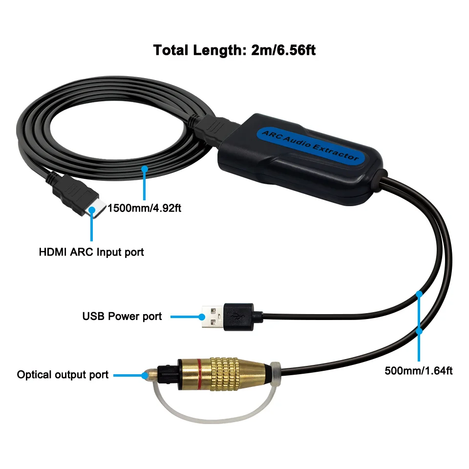 Аудиоэкстрактор HDMI ARC eARC, совместимый с HDMI, для оптического выхода SPDIF TOSLINK, стерео-сплиттер, адаптер, аудиоконвертер (art.: 3920daebc7ba6) - 3920daebc7ba6