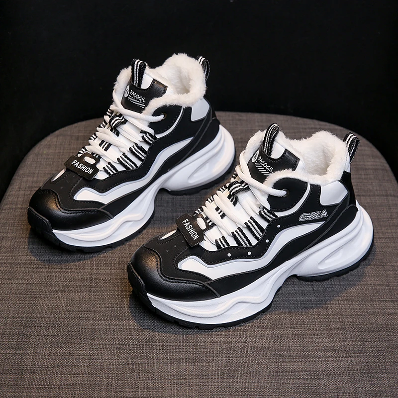 

Новинка 2023, качественная зимняя плюшевая спортивная обувь для женщин, высокие хлопковые ботинки, теплая обувь, нескользящая Удобная Уличная обувь