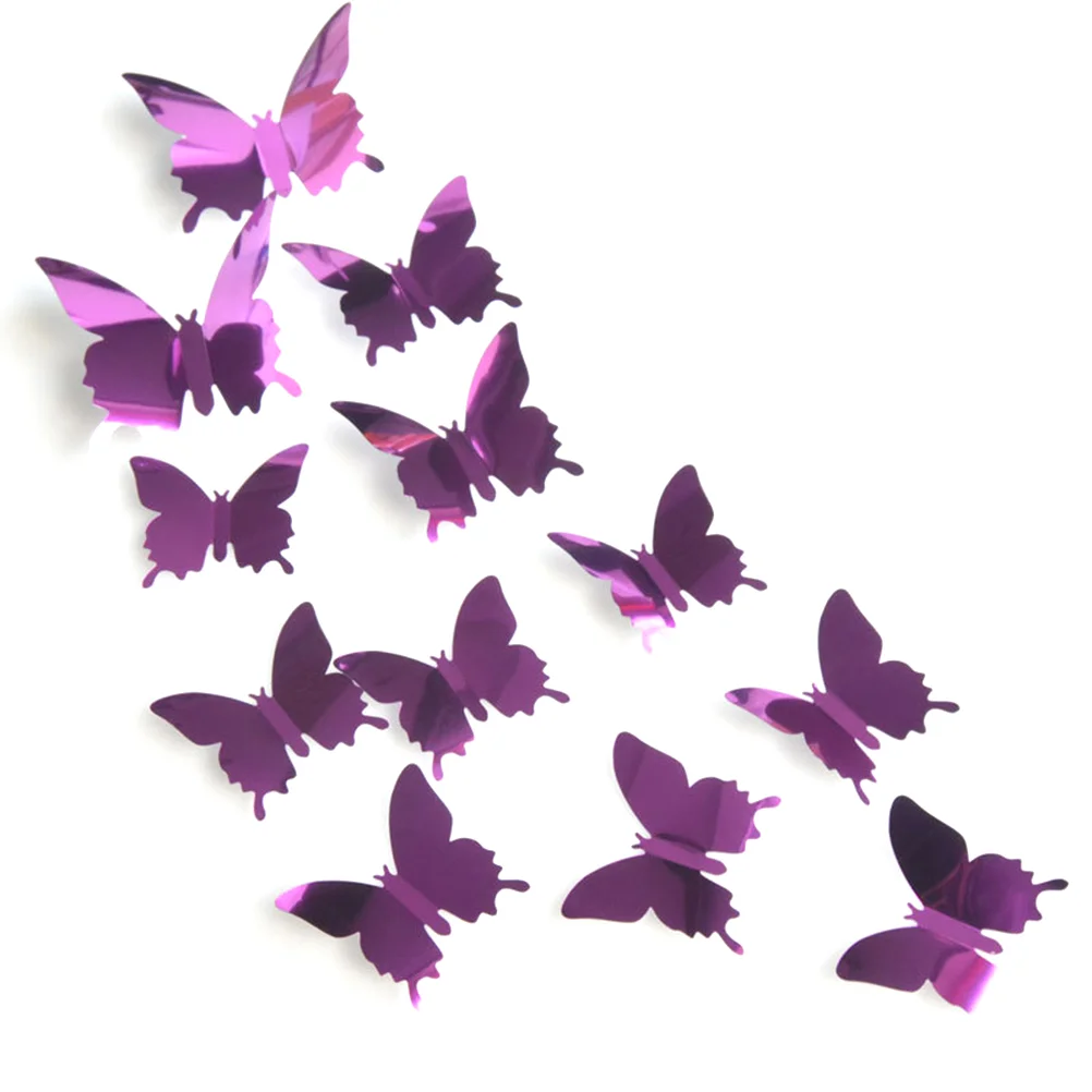 

12 Pcs Wall Murals Mirror Butterflies Wall Sticky Mirror Stickers Metal Trim Bird Room Decal Window Sticker Home decor